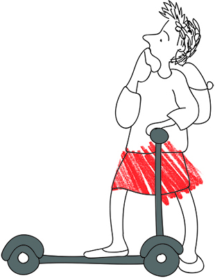 рисунок девочка на самокате